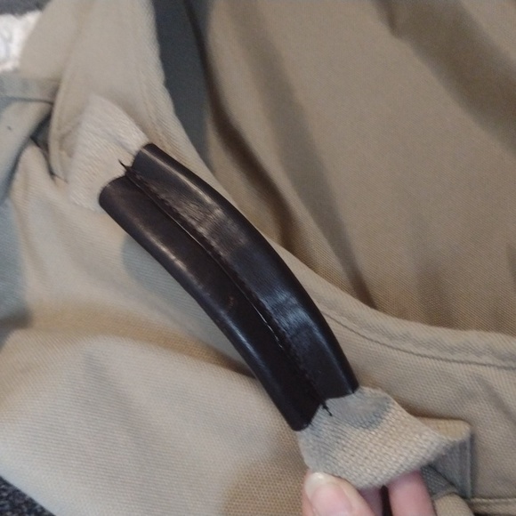 Eddie Bauer, EUC, Khaki colored backpack with handle and padded shoulder straps